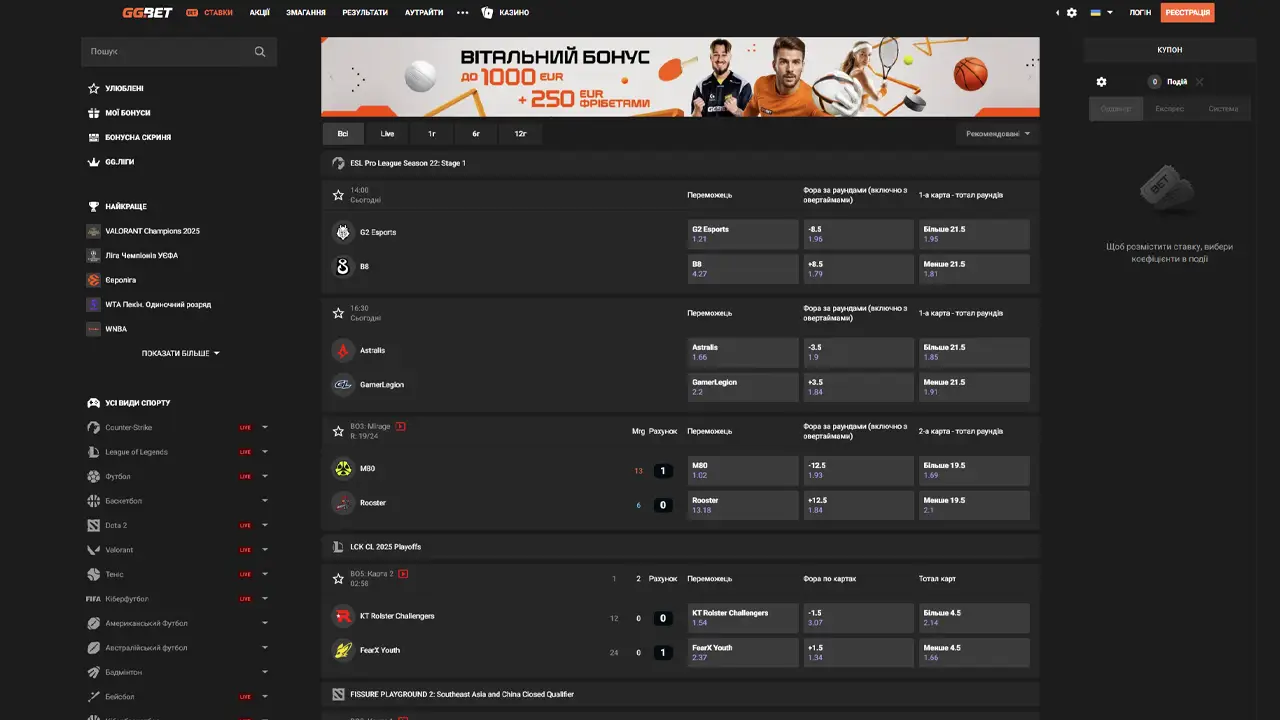 Ставки на спорт GGbet